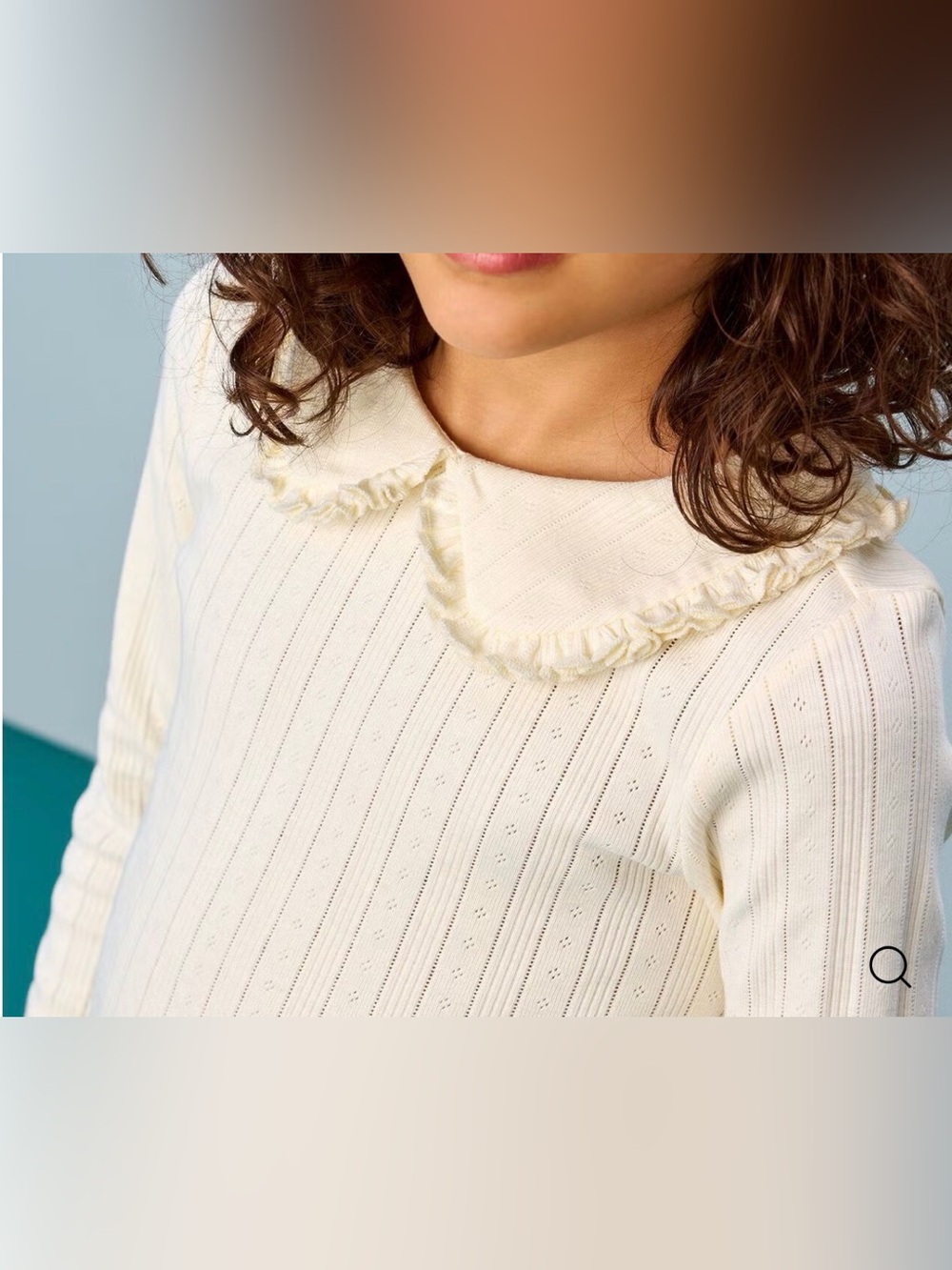 Hanna Andersson Long Sleeve Pointelle rib knit Collar T-Shirt cream lettuce